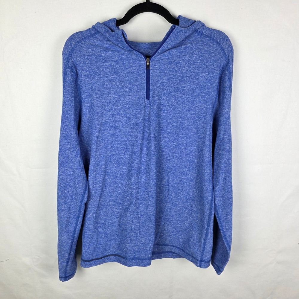 Lululemon Surge‎ Mens Blue Heathered Quarter Zip Hoodie Lightweight Active Run